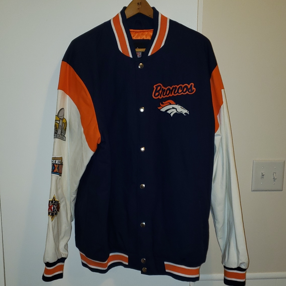 NWOT Rare White 50th Super Bowl  and  3x super bowl broncos jacket  size…